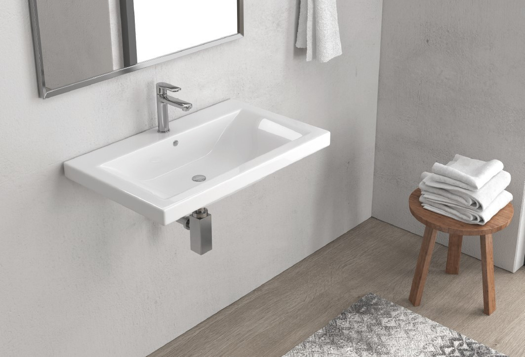 Karag Delft 61070 Επιτοίχιος Κρεμαστός Νιπτήρας Πορσελάνης 70x44cm Λευκός