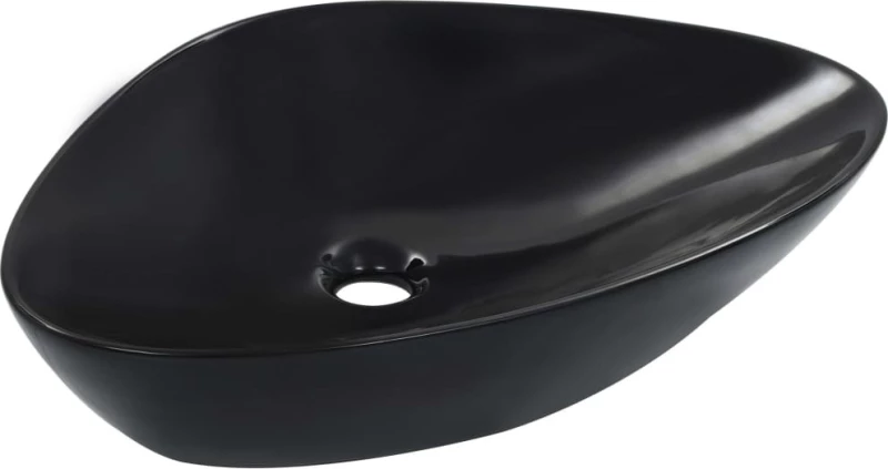 vidaXL 143902 Επικαθήμενος Νιπτήρας Κεραμικός 58.5x39cm Μαύρος