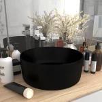 vidaXL 147019 Επικαθήμενος Νιπτήρας Κεραμικός 40x40cm Μαύρος