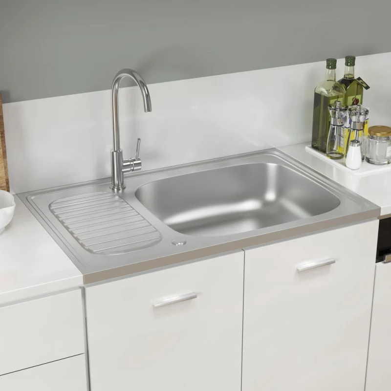 vidaXL 147232 Ένθετος Νεροχύτης 80x50cm Inox