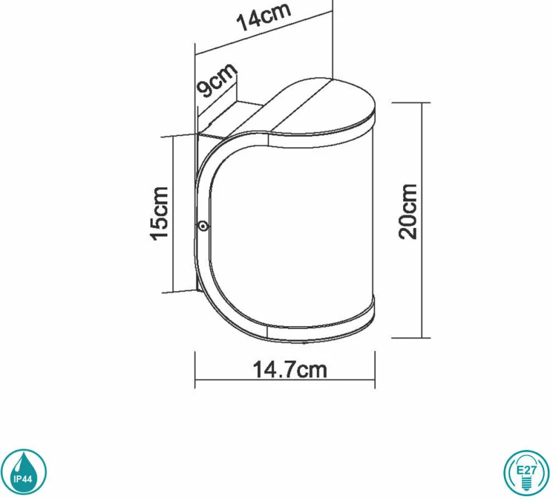Globo Lighting Segga Επιτοίχιο Εξωτερικό Φωτιστικό Μαύρο 32128A