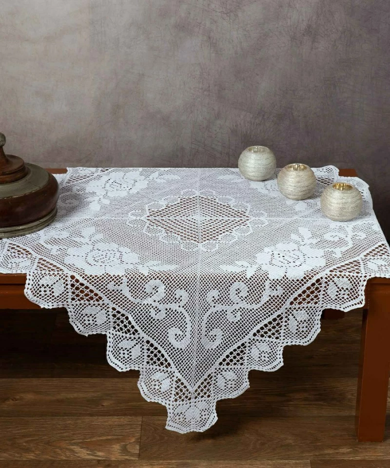 Silk Fashion Καρέ Πλεκτό 90x90 6125 Λευκό