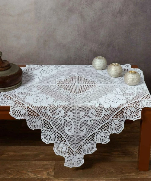 Silk Fashion Καρέ Πλεκτό 90x90 6125 Λευκό