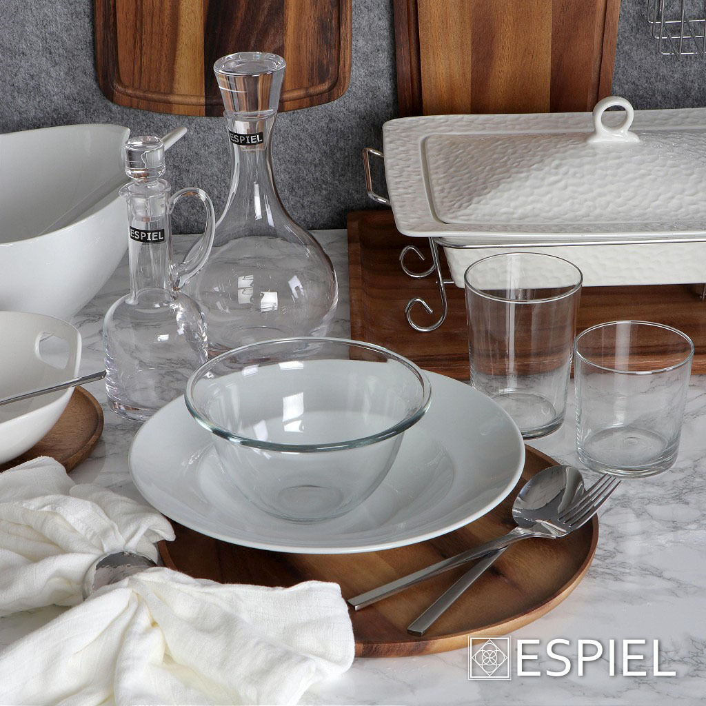 Espiel Σαλατιέρα Γυάλινη Διάφανη 17x17x9.2cm 2τμχ