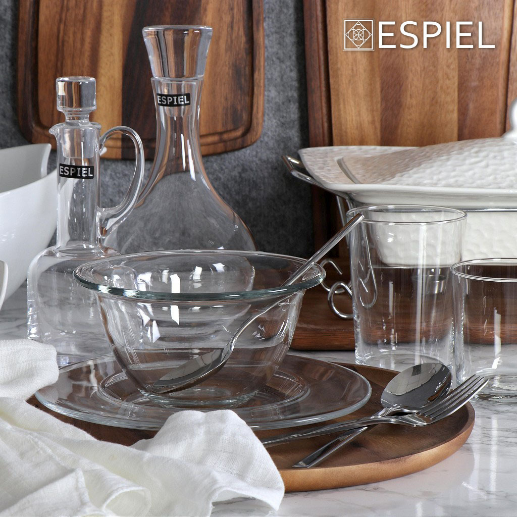 Espiel Σαλατιέρα Γυάλινη Διάφανη 17x17x9.2cm 2τμχ