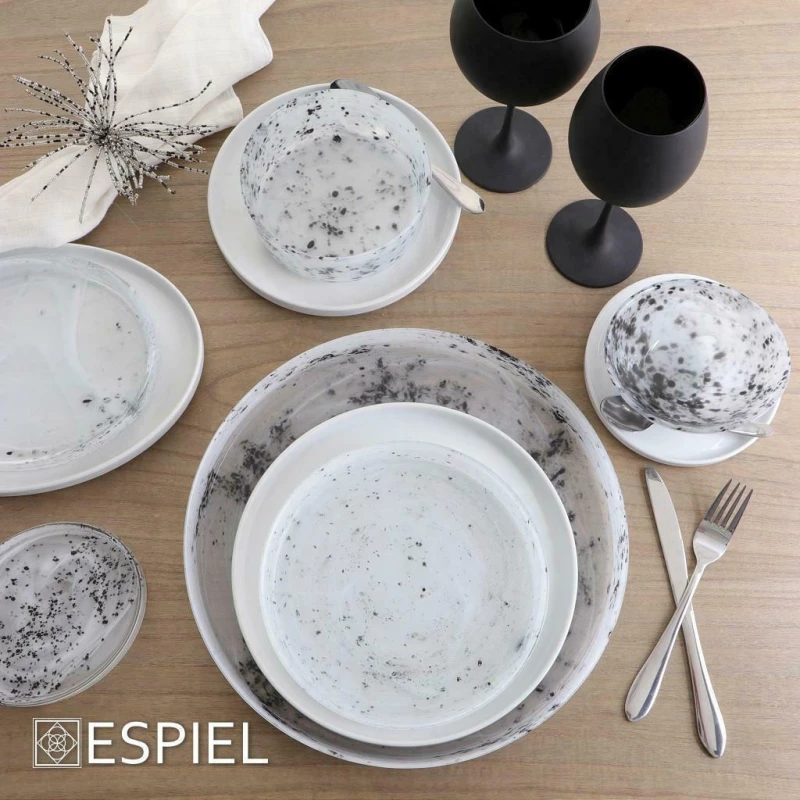 Espiel Atlas Σαλατιέρα Γυάλινη Λευκό - Γκρι 15x12.5cm