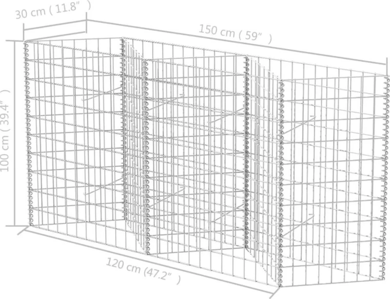 Συρματοκιβώτιο 120x30x100cm από Γαλβανισμένο Χάλυβα 142539