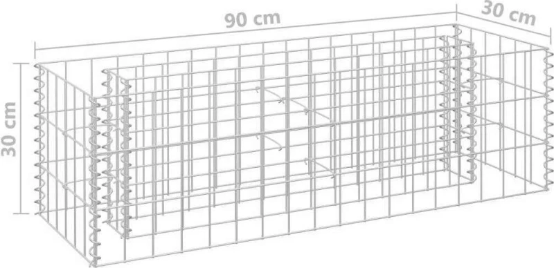 Συρματοκιβώτιο-Γλάστρα Υπερυψωμένη 90x30x30cm από Γαλβ. Χάλυβα 145629