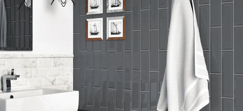Πλακάκι Τοίχου Metro Dark Grey 7,5x15 Γυαλιστερό