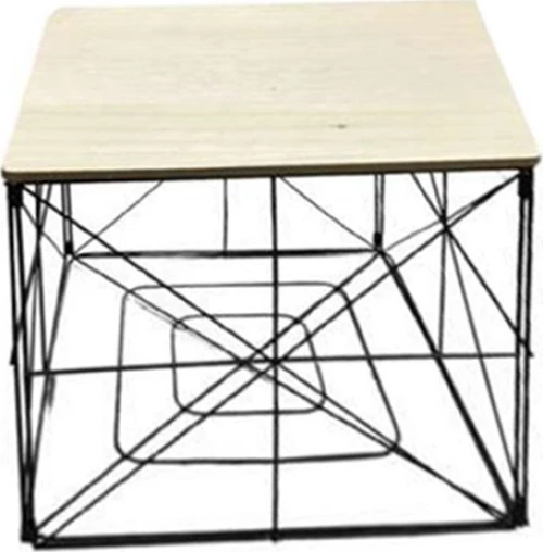 Μεταλλικό Πτυσσόμενο Σκαμπό με Ξύλινη Επιφάνεια 30x30x30cm