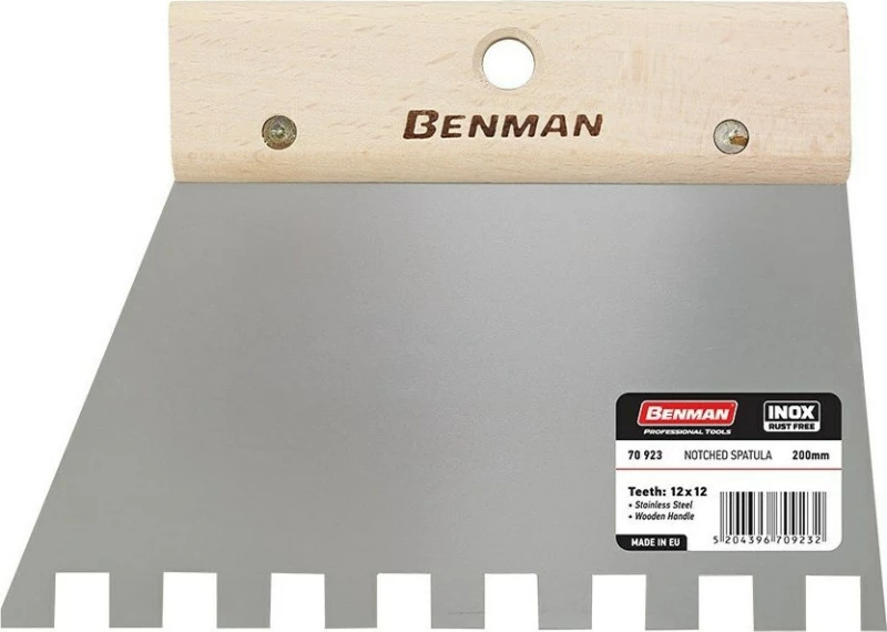 Benman Σπάτουλα Ανοξείδωτη 200mm με Δόντι 10x10mm 70922