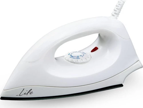 Life Pure White Dry Iron 1400W With Teflon Soleplate,White Life