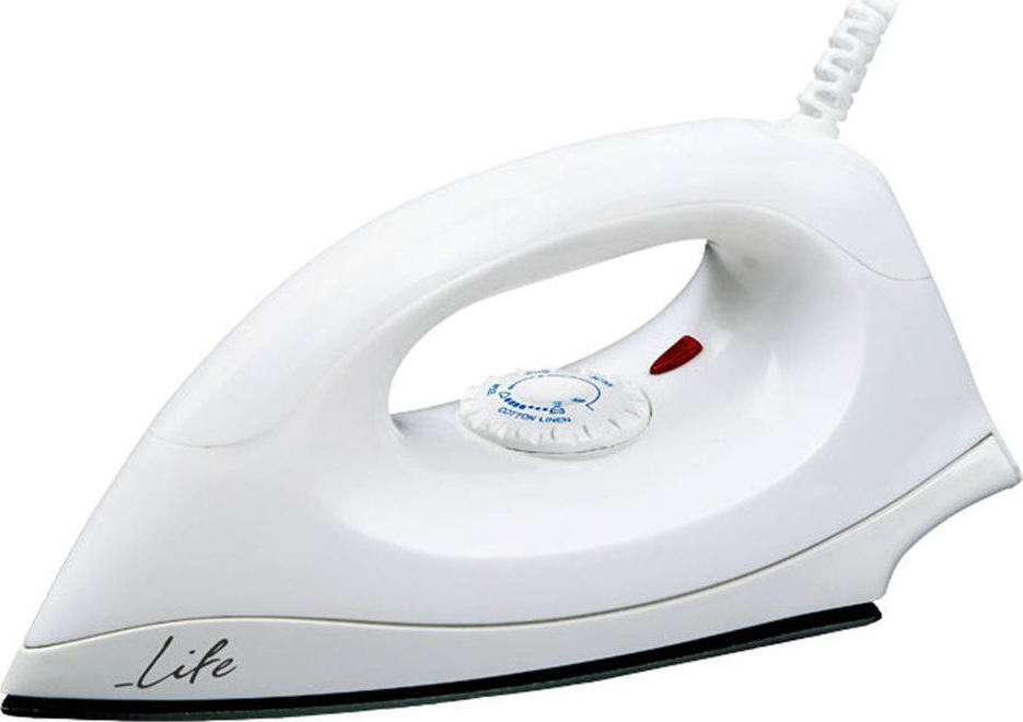 Life Pure White Dry Iron 1400W With Teflon Soleplate,White Life