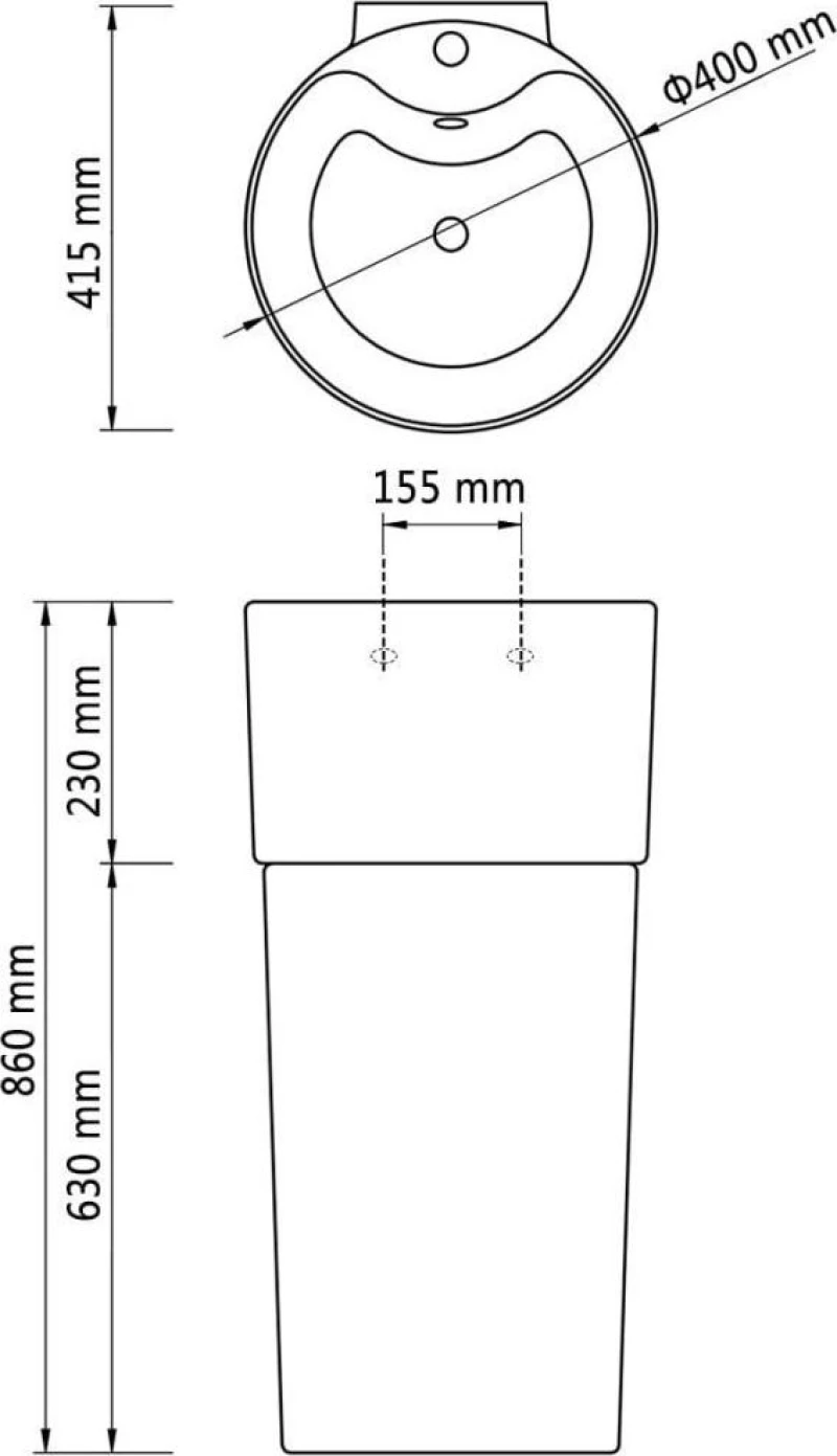 vidaXL 141942 Νιπτήρας Δαπέδου Πορσελάνης 40x41.5cm Λευκός