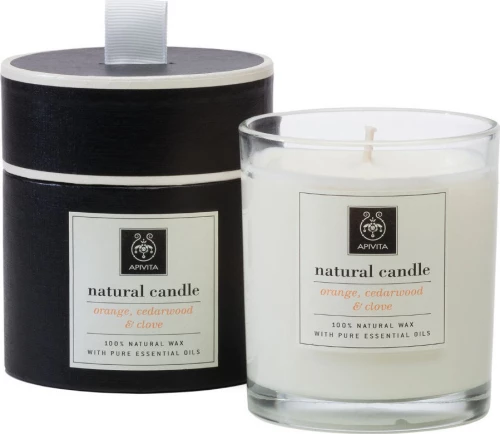 Apivita Αρωματικό Κερί Natural Candle Πορτοκάλι, Κέδρος & Γαρύφαλλο 235gr
