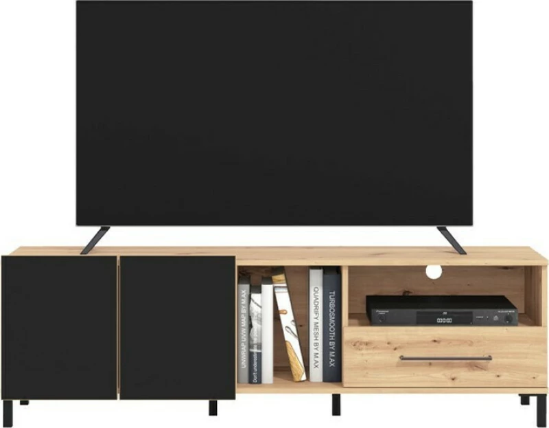 Έπιπλο Τηλεόρασης Coimbra 160 Artisan Oak - Μαύρο 160x41.5x50.5cm