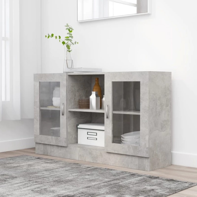 Βιτρίνα Σαλονιού Γκρι Σκυροδέματος 120x30.5x70cm