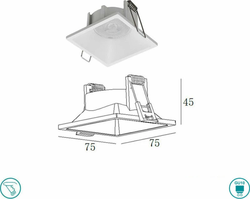 Viokef Μεταλλικό Σποτ Χωνευτό GU10 Fino 7.7x7.7cm Λευκό