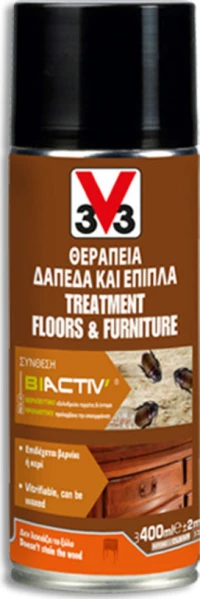 Σπρέι Μυκητοκτόνο Ξύλου Διάφανο Ματ 3V3 Treatment Για Το Σαράκι 400Ml.