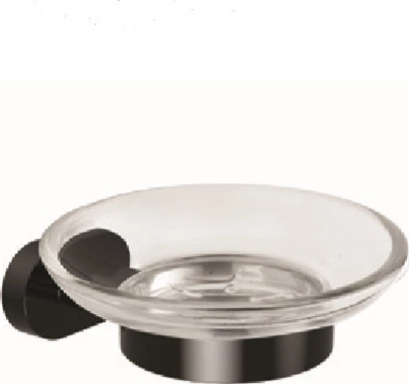 Karag New Oval MB 75059A-MB Σαπουνοθήκη Επιτοίχια Γυάλινη Μαύρη