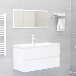vidaXL 3071648 Πάγκος με Νιπτήρα 90x38.5x45cm Λευκός