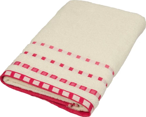 Le Blanc Πετσέτα Σώματος Πεννιέ Ζακάρ Πουά 70x140 Κρεμ-Κοραλί