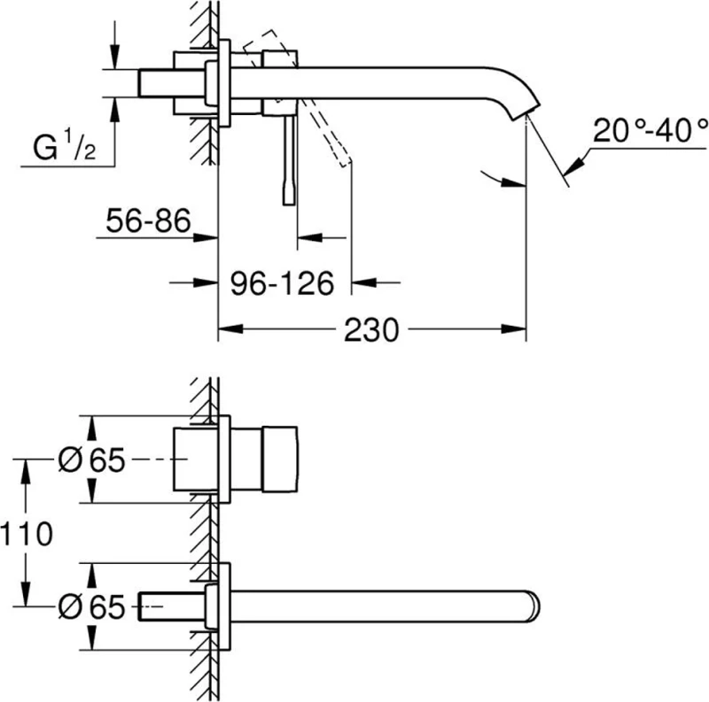 Grohe Essence New Cosmopolitan Μπαταρία Νιπτήρος Τοίχου 23cm 19967001