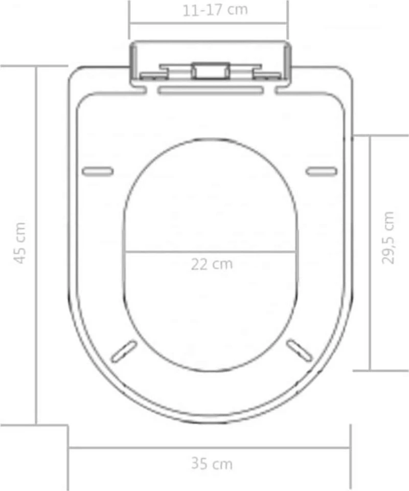 vidaXL 145022 Καπάκι Λεκάνης Soft Close Πλαστικό 45x35cm Μαύρο