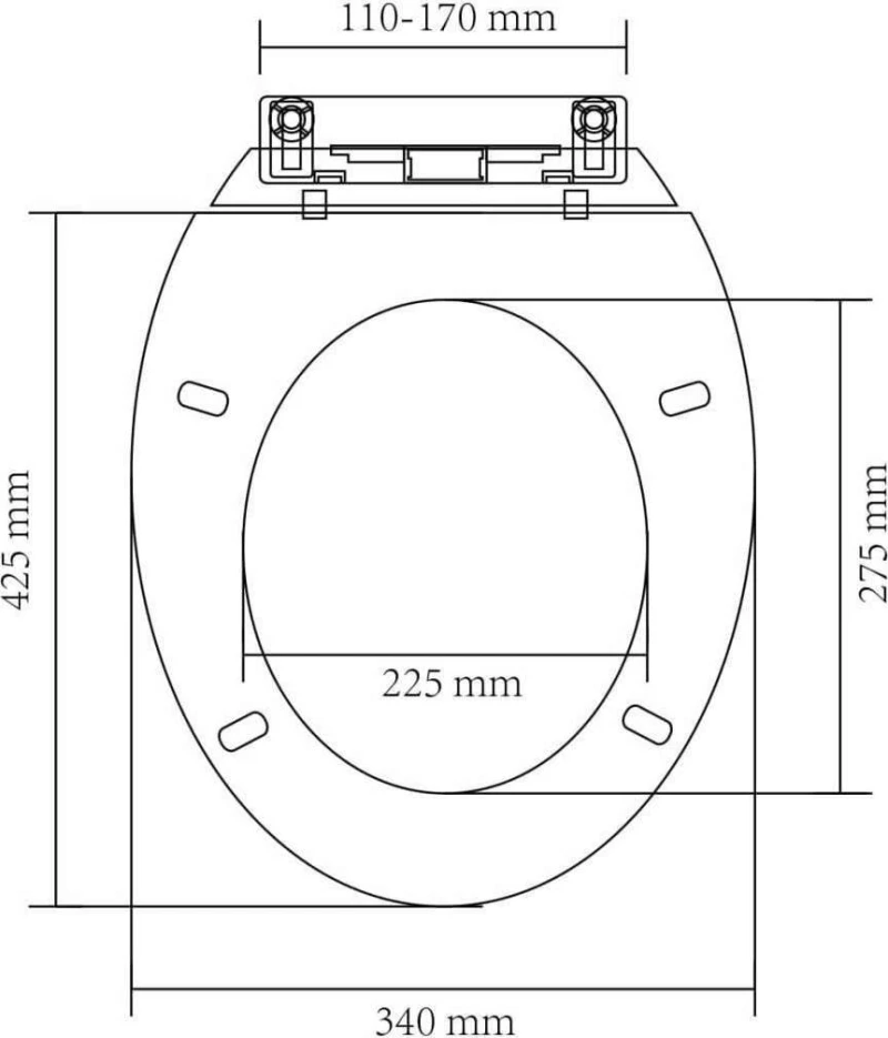 vidaXL 141762 Καπάκι Λεκάνης Soft Close Πλαστικό 46x34cm Λευκό