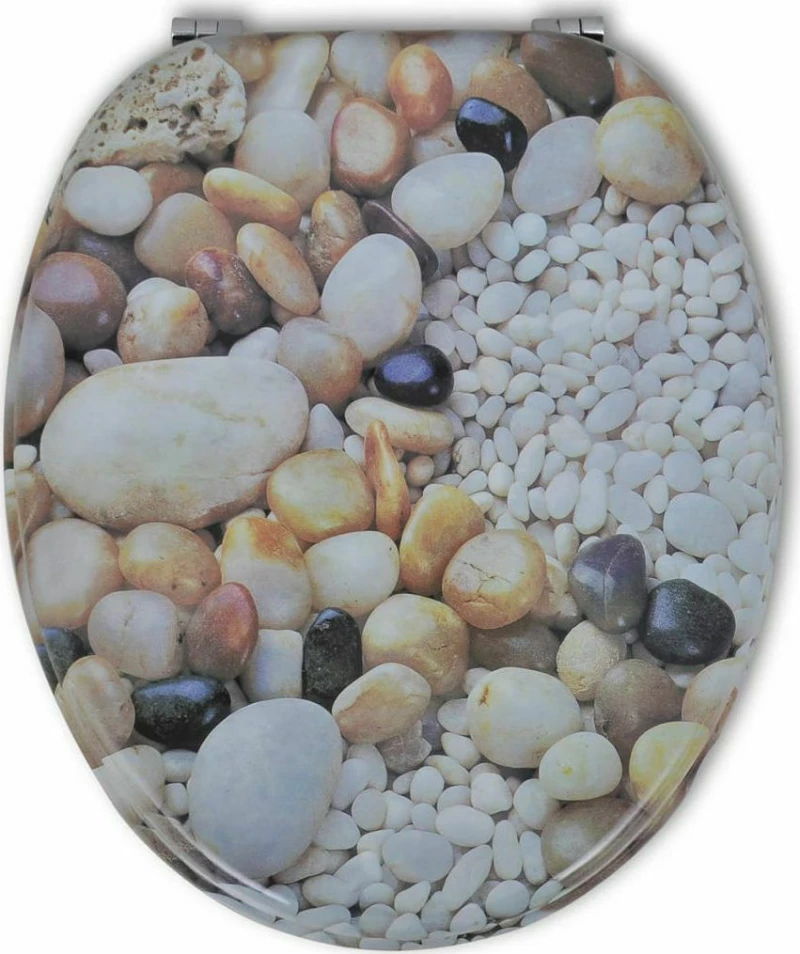 vidaXL 141484 Καπάκι Λεκάνης Ξύλινο 42.5x36cm Βότσαλα