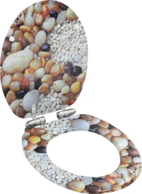 vidaXL 143935 Καπάκι Λεκάνης Soft Close Ξύλινο 43.7x37.8cm Βότσαλα