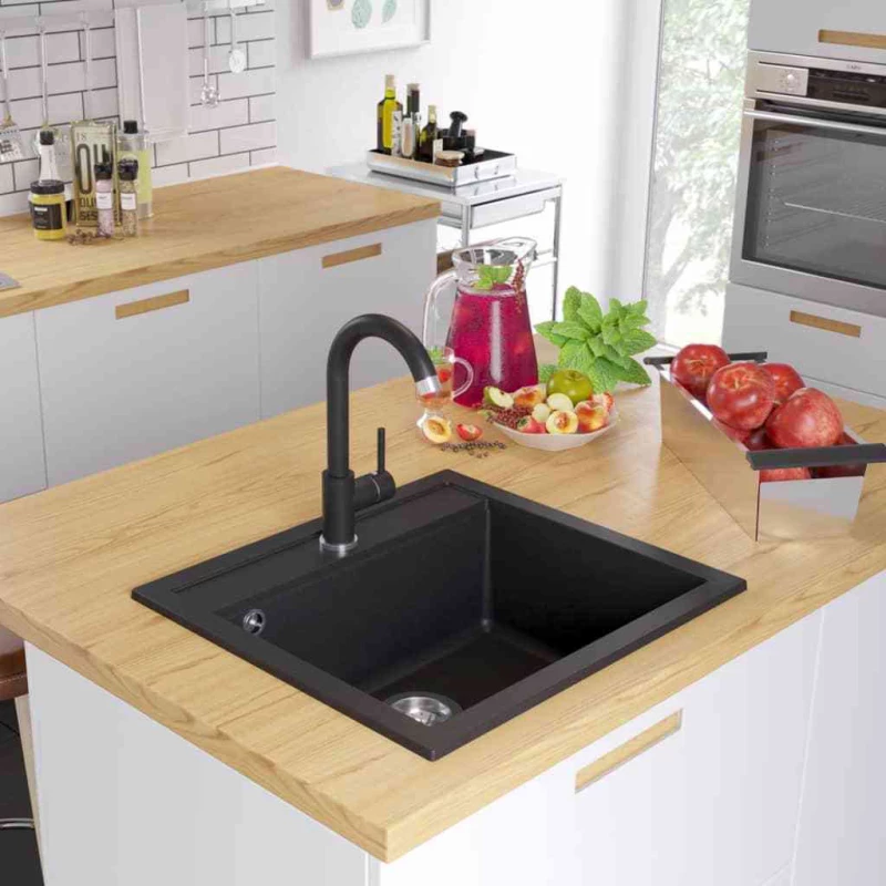 vidaXL 142954 Ένθετος Νεροχύτης 56.5x51cm Black