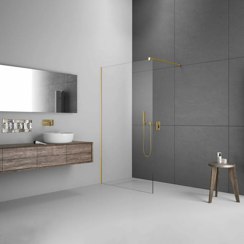 Devon Iwis Walk-in Διαχωριστικό Ντουζιέρας 70x200cm Gold Brushed