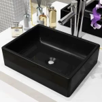 vidaXL 142734 Επικαθήμενος Νιπτήρας Κεραμικός 41x30cm Μαύρος