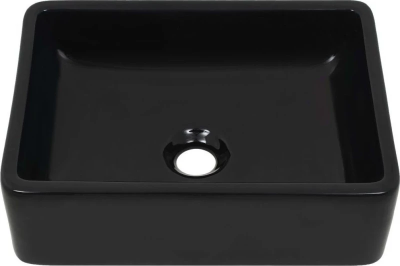 vidaXL 142734 Επικαθήμενος Νιπτήρας Κεραμικός 41x30cm Μαύρος