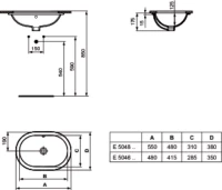 Ideal Standard Connect Running Track Υποκαθήμενος Νιπτήρας Πορσελάνης 55x38cm Λευκός