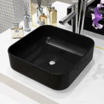 vidaXL 142733 Επικαθήμενος Νιπτήρας Κεραμικός 38x38cm Μαύρος