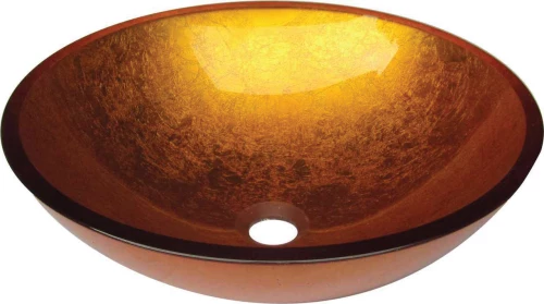 Karag Tondy Επικαθήμενος Νιπτήρας Γυάλινος 42x42cm Χρυσός