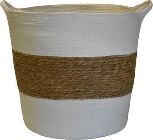 Plastona Διακοσμητικό Καλάθι Λευκό-Καφέ 45x45cm