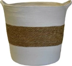 Plastona Διακοσμητικό Καλάθι Λευκό-Καφέ 45x45cm