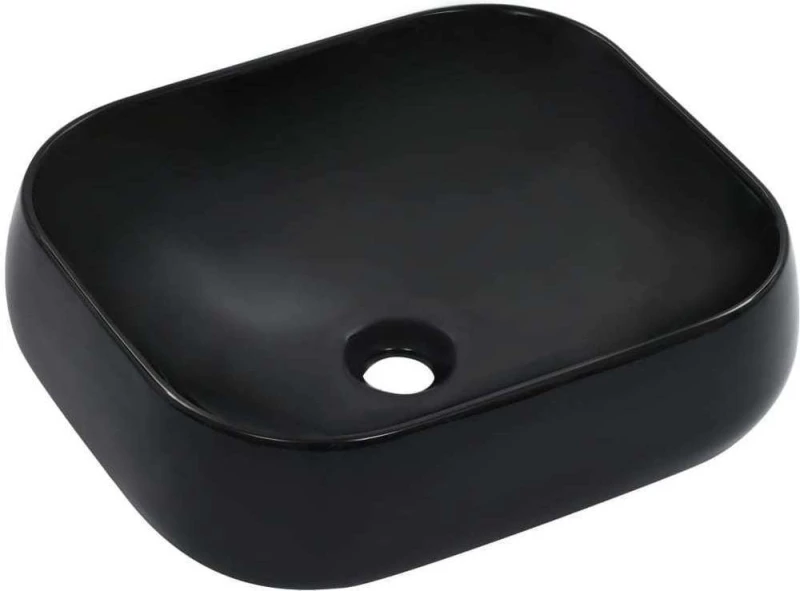 vidaXL 143906 Ένθετος Νιπτήρας Κεραμικός 44.5x39.5cm Μαύρος
