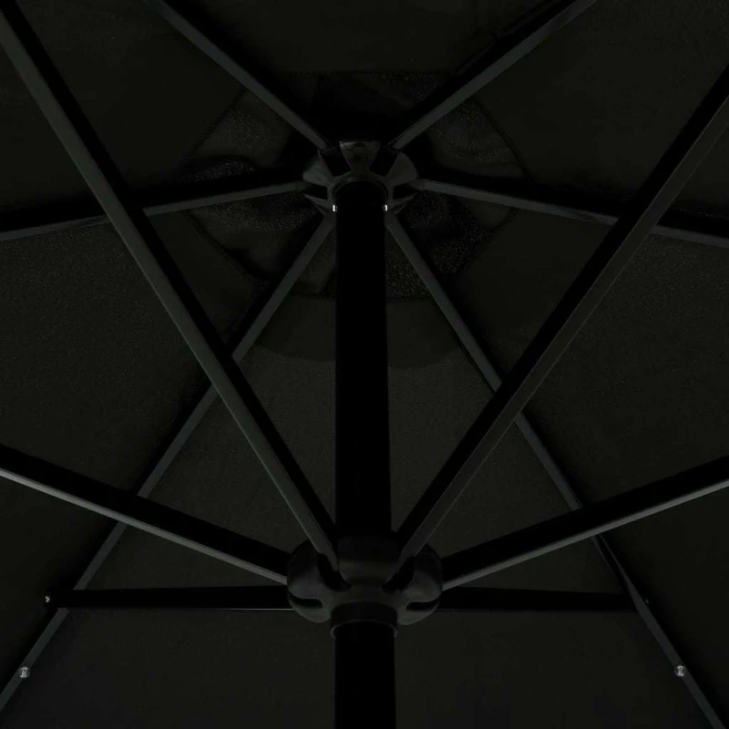 Ομπρέλα Κήπου με LED Μαύρη 300 εκ. με Ατσάλινο Ιστό