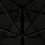 Ομπρέλα Κήπου με LED Μαύρη 300 εκ. με Ατσάλινο Ιστό
