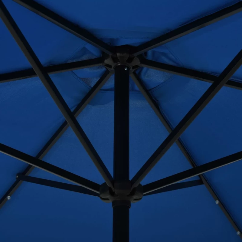 Ομπρέλα Κήπου με LED Αζούρ 300 εκ. με Ατσάλινο Ιστό