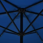 Ομπρέλα Κήπου με LED Αζούρ 300 εκ. με Ατσάλινο Ιστό