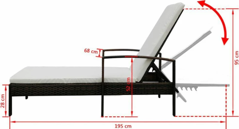Ξαπλώστρα Rattan 42941 195x68x52cm