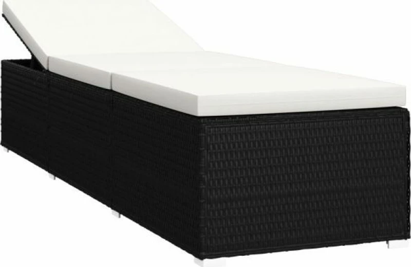 Ξαπλώστρα Rattan Μαύρο 3 τμχ 195x60x31cm