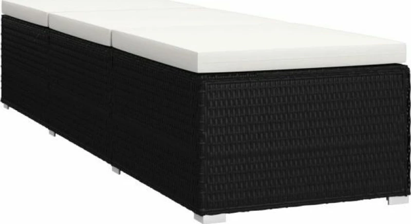 Ξαπλώστρα Rattan Μαύρο 3 τμχ 195x60x31cm