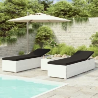 Ξαπλώστρα Rattan Λευκό 3 τμχ 195x60x31cm