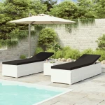 Ξαπλώστρα Rattan Λευκό 3 τμχ 195x60x31cm